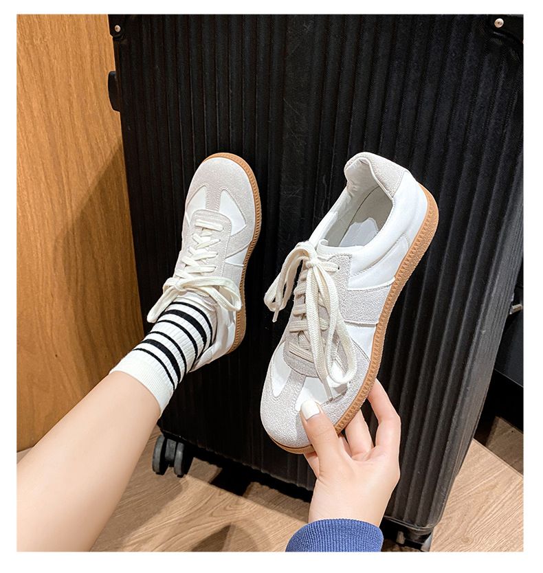 Echtes Leder Weiße Casual Deutsche Trainingsschuhe Für Frauen Low-top Sport Sneakers_voghion.com