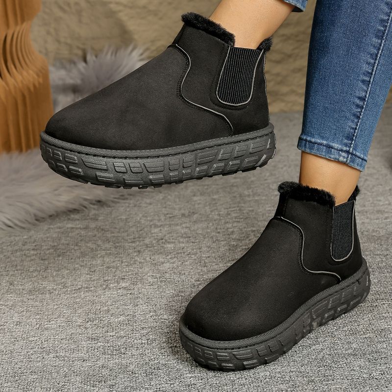 Women's Shoes New Autumn And Winter Snow Boots Women Warm Solid Color Large Size Elastic Band Thick Bottom Short Barrel Cotton Shoes_voghion.com