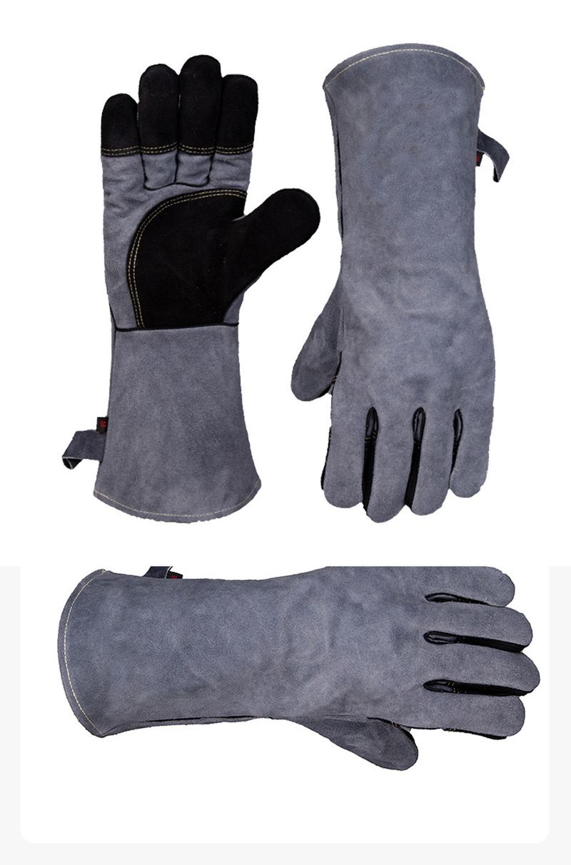 Guanti da saldatura in pelle bovina resistenti all'usura e al calore per barbecue, guanti di protezione del lavoro estesi e ispessiti_voghion.com