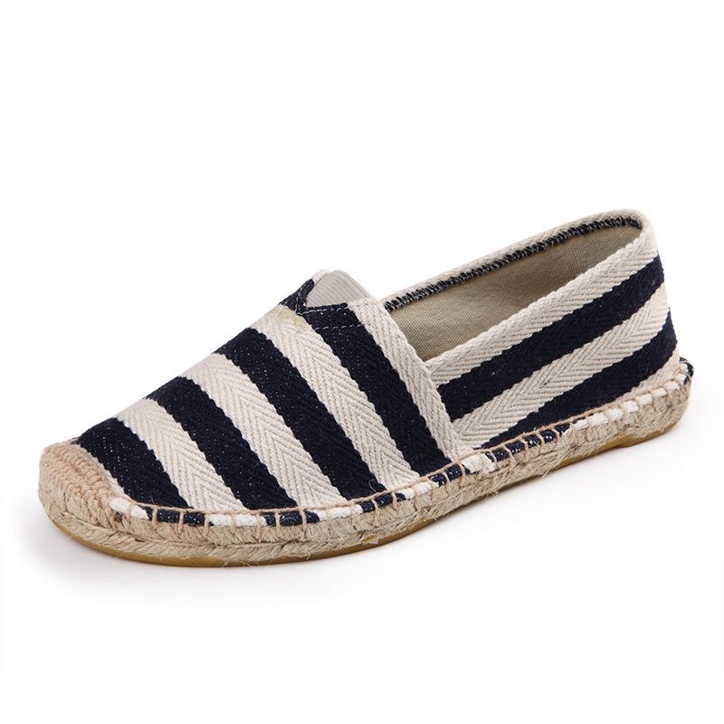 Casual Espadrilles Handmade Fashion Versatile Straw Woven Linen Sweat-Absorbing Breathable Slip-On Lazy Cloth Shoes_voghion.com