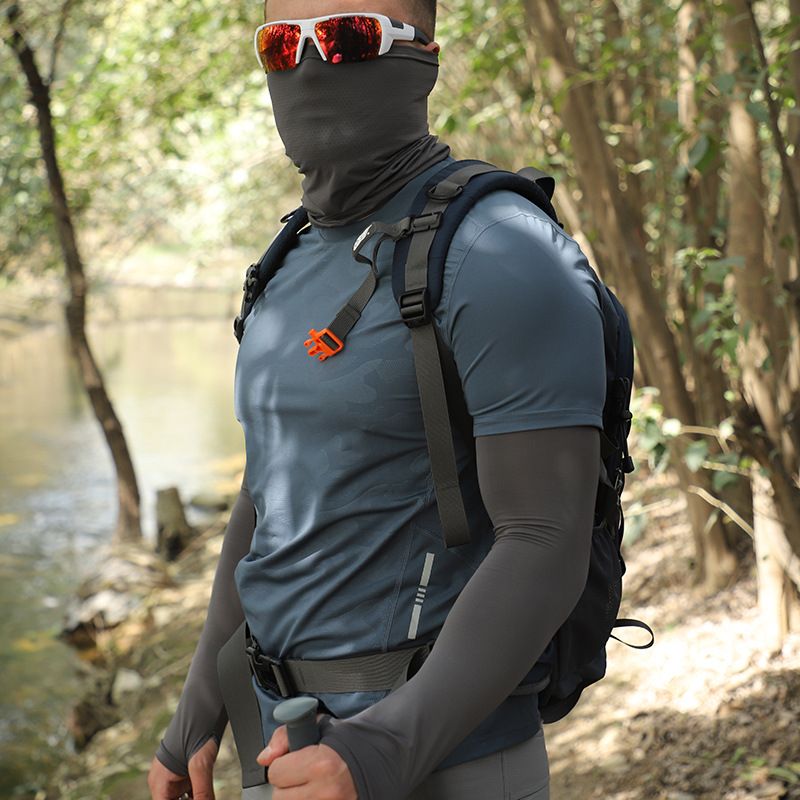 Men's Cooling Sun Mask Set - UPF 50+ Full Face Cover With Neck Protection & Arm Sleeves, Lightweight & Breathable For Cycling_voghion.com