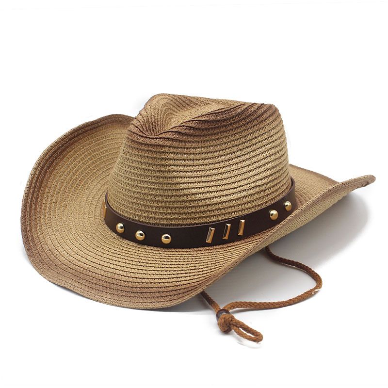 2022 Spring/Summer Western Seaside Sunscreen Beach New Men's and Women's Outdoor Painted Cowboy Straw Sunshade Hat_voghion.com