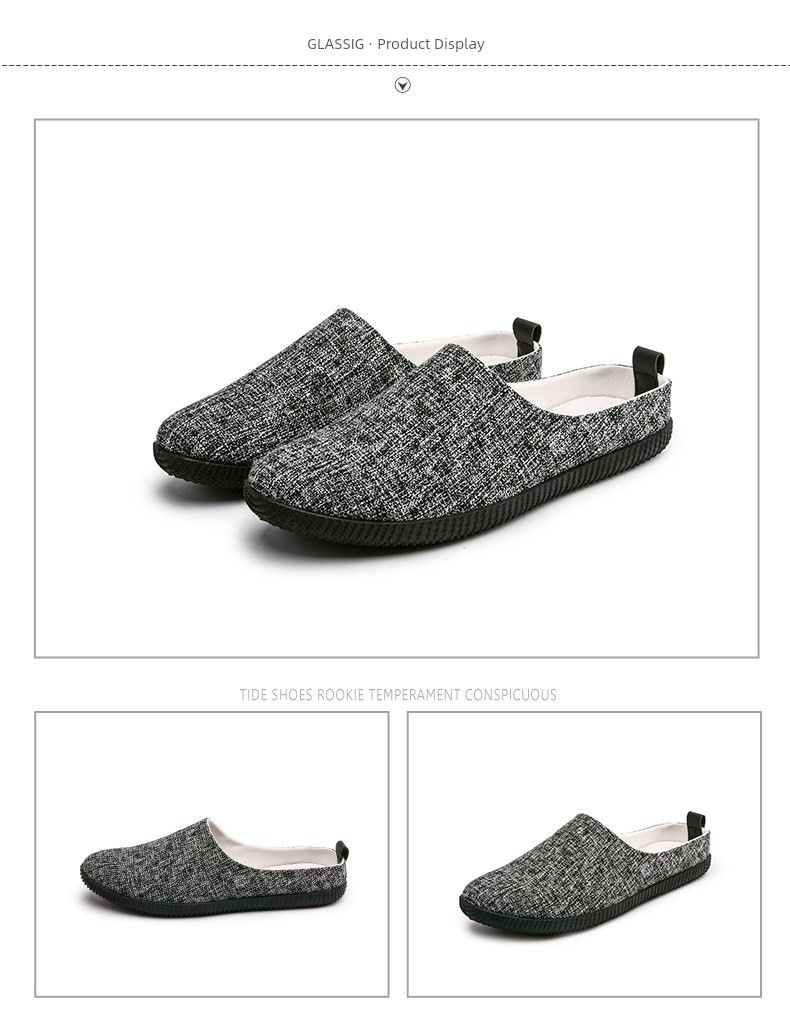 Sommer Atmungsaktive Freizeit-Slipper aus Segeltuch mit geschlossener Zehenpartie_voghion.com