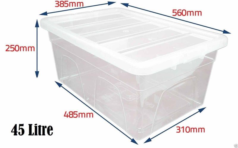 Clear Plastic Storage Box Boxes With Lids UK BRITISH MADE Home Office Stackable_voghion.com