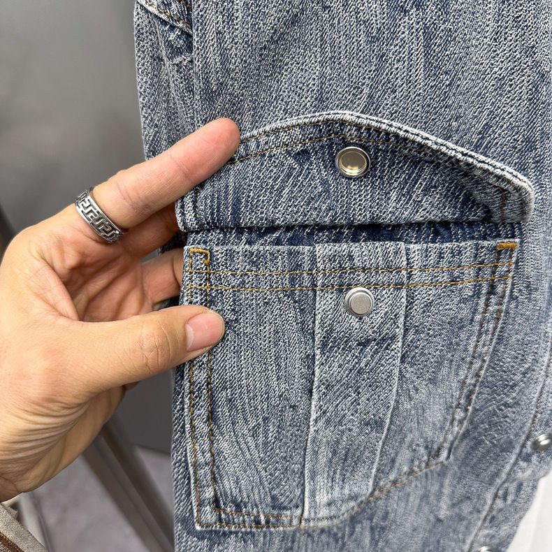 Herrenbekleidung Bird House Element Frühling Neues Jacquard-Jeanshemd Lässige, lockere Jeanshemdjacke für Herren_voghion.com