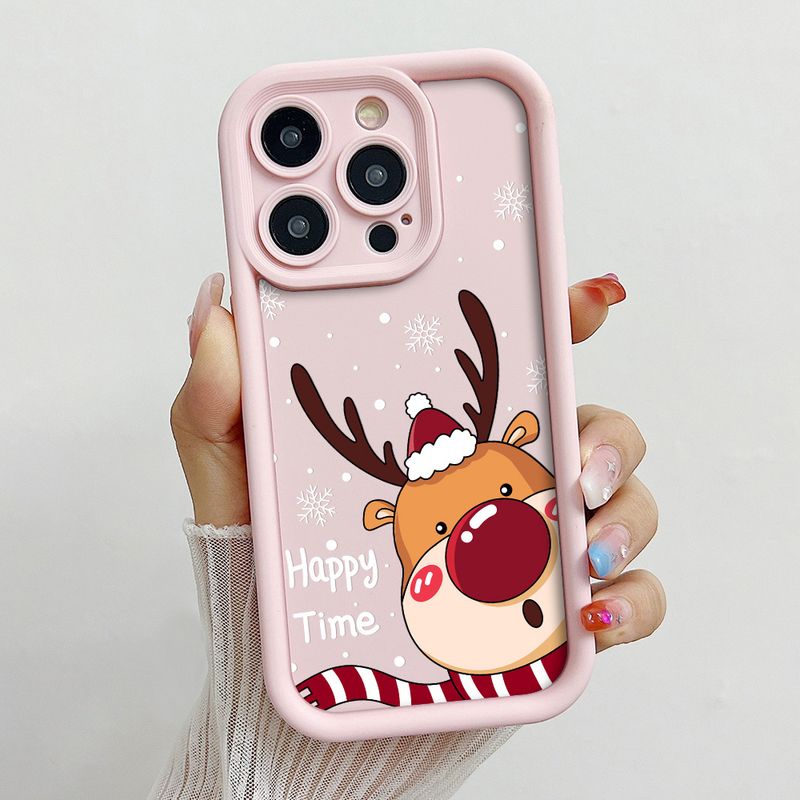 Carcasă de telefon moale TPU pentru Xiaomi 14T 13T 11T 12T 12 13 Pro Lite Poco X6 F6 M6 X5 F5 Pro Crăciun Fericit Elk Zăpadă_voghion.com