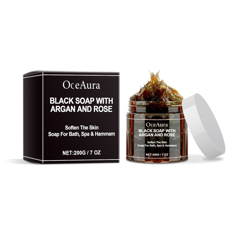 OceAura Black Soap With Argan And Rose, Deep Cleansing Moisturizing Skin Deodorizing Long-Lasting Cleansing Soap_voghion.com