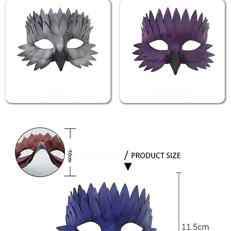 Halloween High-end Half-face Leather Feather Bird Beak Masquerade Party Mask Costume Prop Bar Fun Adult Version_voghion.com