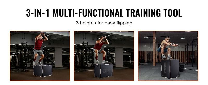 VEVOR 3 In 1 Plyometric Jump Box, 30/24/20 Inch Wooden Plyo Box, Platform & Jumping Agility Box, Anti-Slip Fitness Exercise Step Up Box For Home Gym Training, Conditioning Strength Training, Black_voghion.com