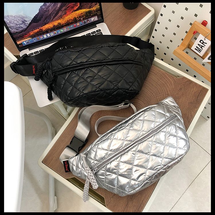 Winter New Women's Waist Bag Large Capacity Cotton Coat Crossbody Bag Fashion Waist Bag Diamond Embroidery Couple Chest Bag_voghion.com