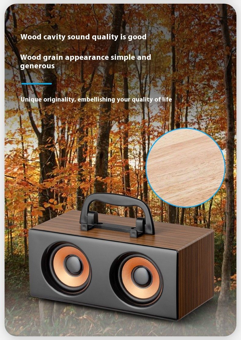 Supporto per telefono con altoparlante wireless portatile mini per computer desktop Bluetooth in legno vintage_voghion.com