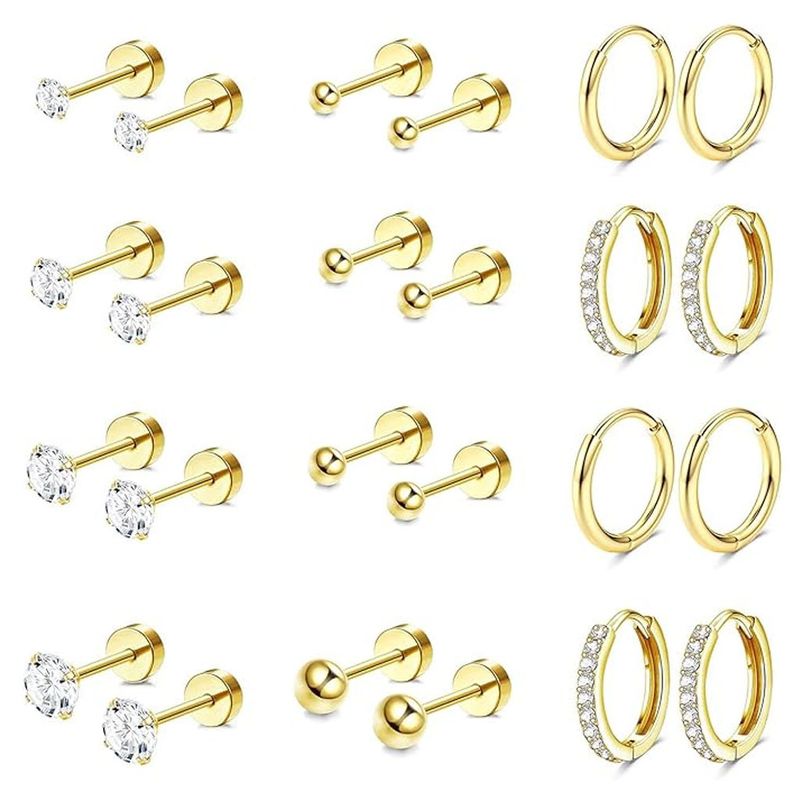 Hot Selling Stainless Earring Set INS Style Niche Fashion Stud Hoop Earrings Titanium Steel Factory_voghion.com