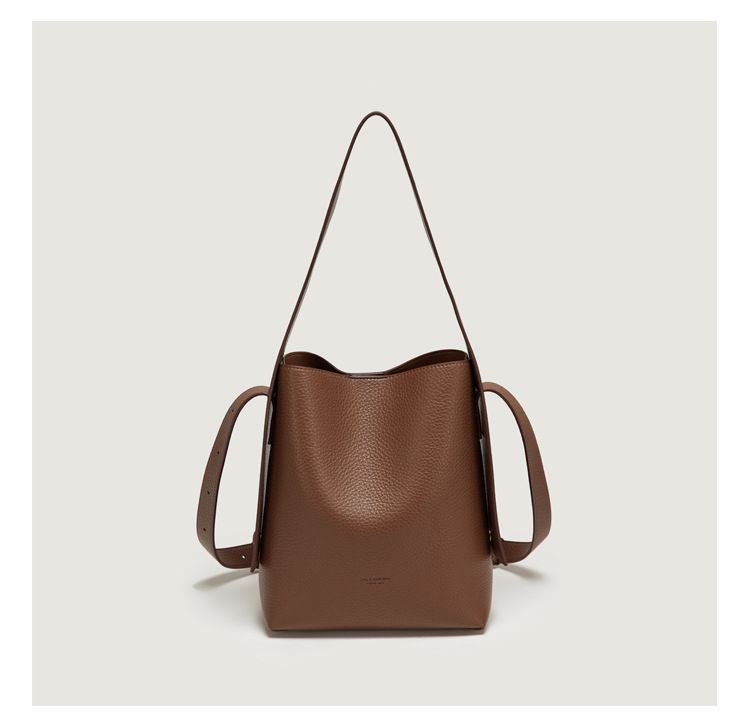 Lemon Koko Women's Bucket Bag – Large Capacity Stylish Shoulder Tote For Work & Travel, Vintage PU Handbag With Zipper Closure (Black/Taupe)_voghion.com