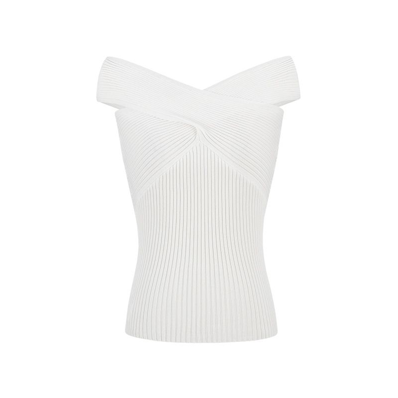 Magic West Queen Sexy Hot Girl Cross Twist Halter Off-Shoulder Multi-Way Knitted Vest Inner Top_voghion.com