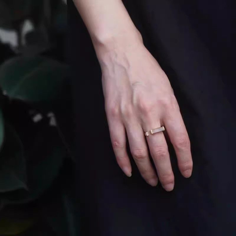 New Chinese Style Square Irregular Plain Simple Versatile Minimalist Open Adjustable Index Finger Ring For Women_voghion.com