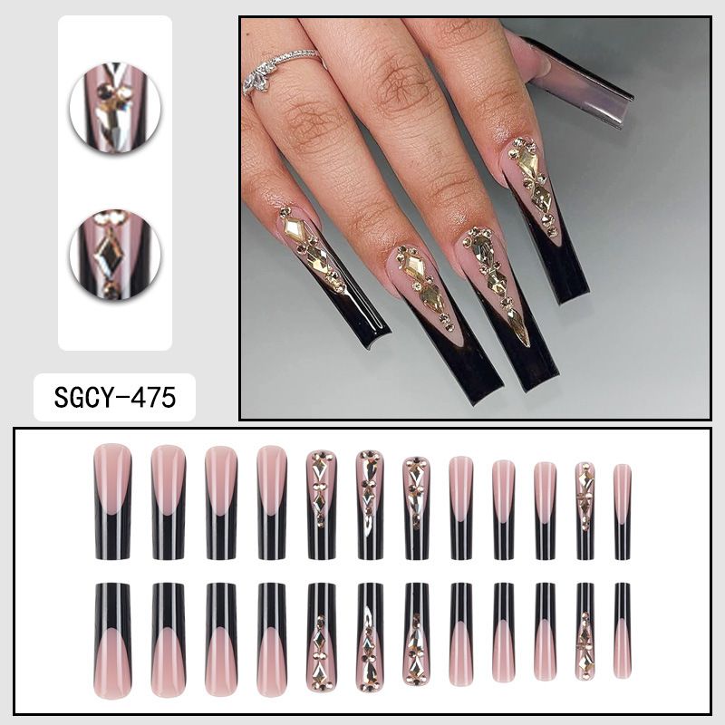 Elegante French Aurora Cat Eye Press-On-Nägel mit Strasssteinen – lange, glamouröse und wiederverwendbare Kunstnägel für Frauen_voghion.com