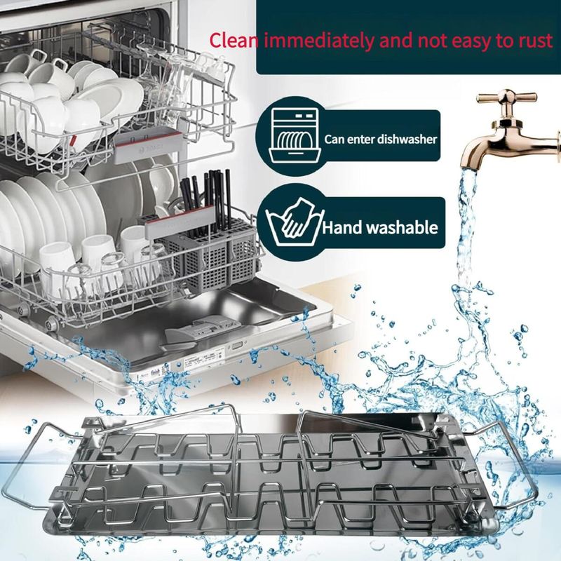 Faltbare Edelstahl Bein Rack 14 Grids BBQ Grill Outdoor Tragbare Basis Tablett Huhn Röster_voghion.com