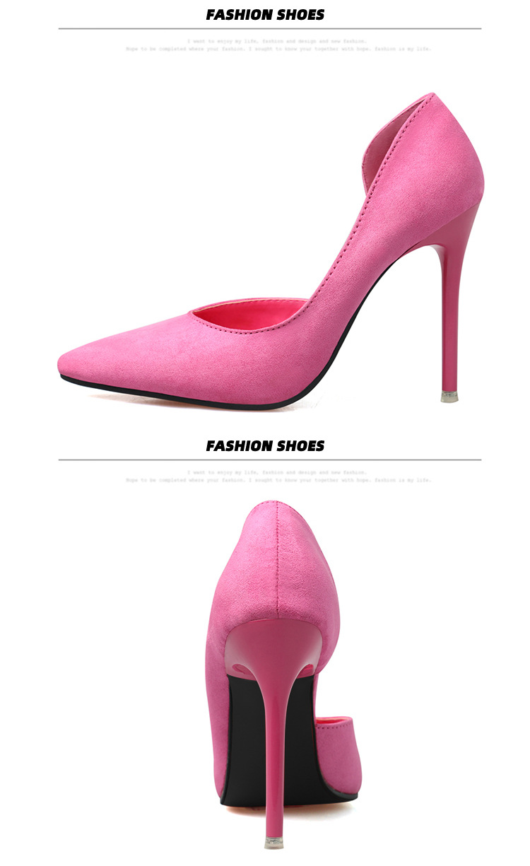 8915-3 Korean version fashionable and minimalist slim high heeled suede for slimming effect, shallow mouthed pointed_voghion.com