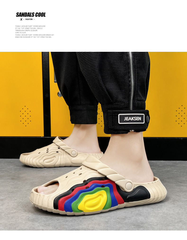Couple Hole Shoes Summer New Non Slip Dual Use Casual Beach Trendy Outerwear Sandals And Slippers_voghion.com