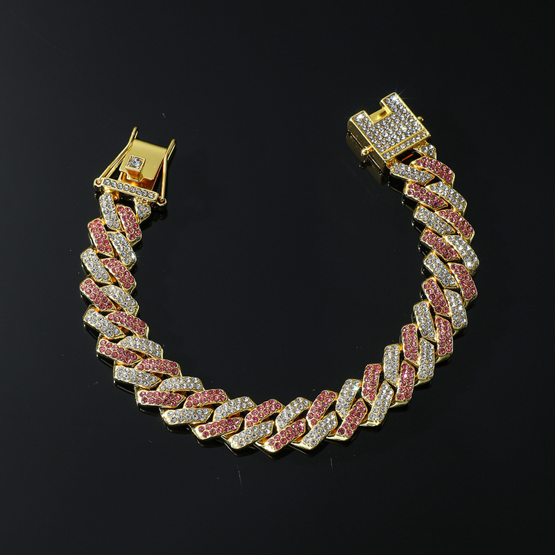 Hip hop Men Women Cuban Link Chain Bracelet Iced Out AAA+ Rhinestone Paved Cuban Bracelets Prong Hand Link Chain Hiphop Jewelry_voghion.com