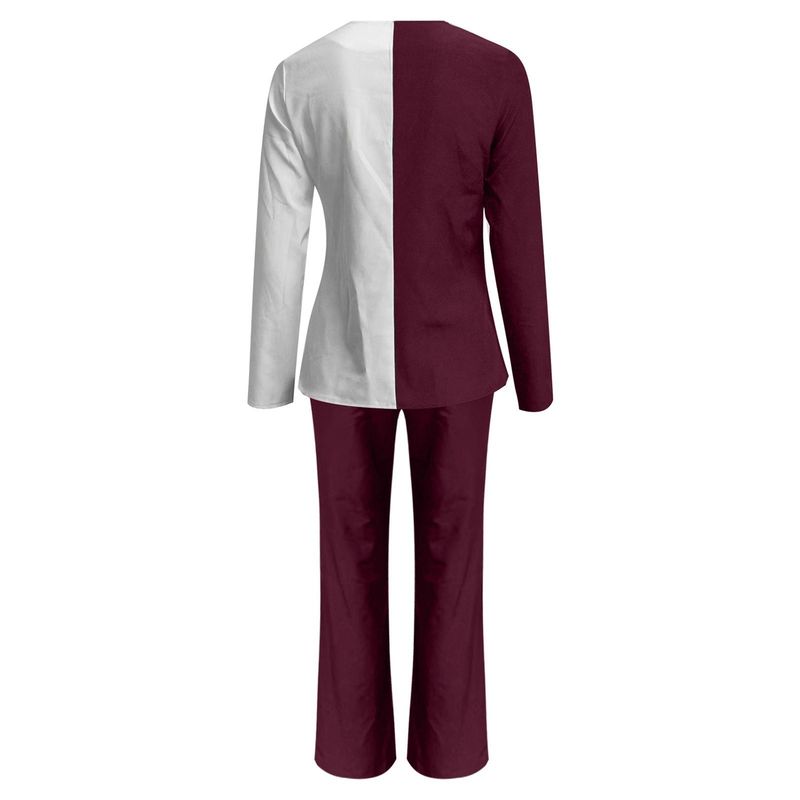 2025 Primavera e Autunno Moda Pendolare Manica Color Block Pantaloni Lunghi Set Due Pezzi Elegante Abbigliamento Donna_voghion.com