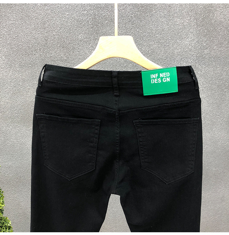 Miesten yksiväriset farkut miehille Trendikäs merkki Slim Fit Skinny Nine-point housut miehille Henkiset nuoret miehet valkoiset vapaat housut_voghion.com