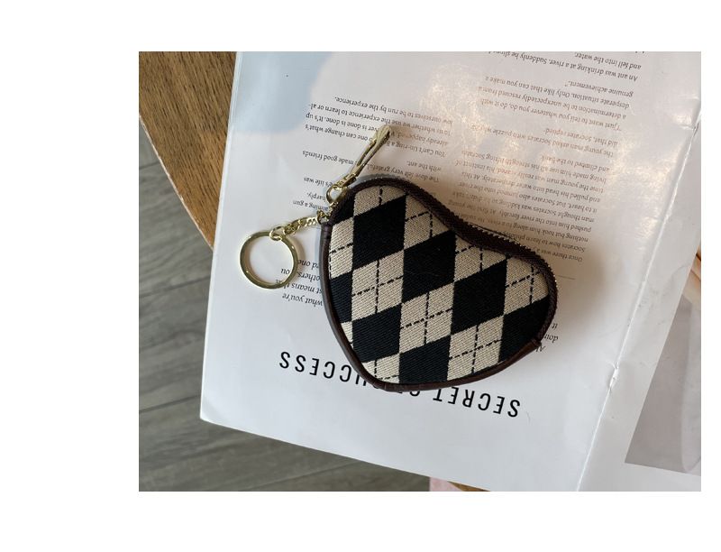 Portamonete in tela a righe vintage - Mini portafoglio classico a quadri per donna, compatto ed elegante da portare tutti i giorni_voghion.com