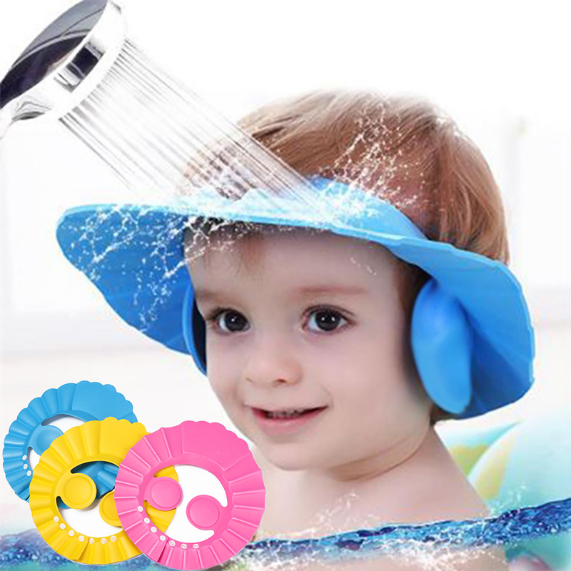 1 gorro ajustable para ducha de bebé, gorro para champú para niños, protector de cabello, visera de baño, impermeable, protección para los ojos y las orejas para bebés._voghion.com