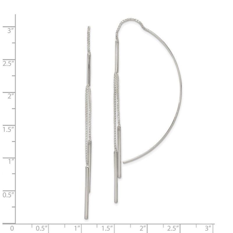 Sterling Silver Polished Multi-Strand Bar Threader Earrings_voghion.com
