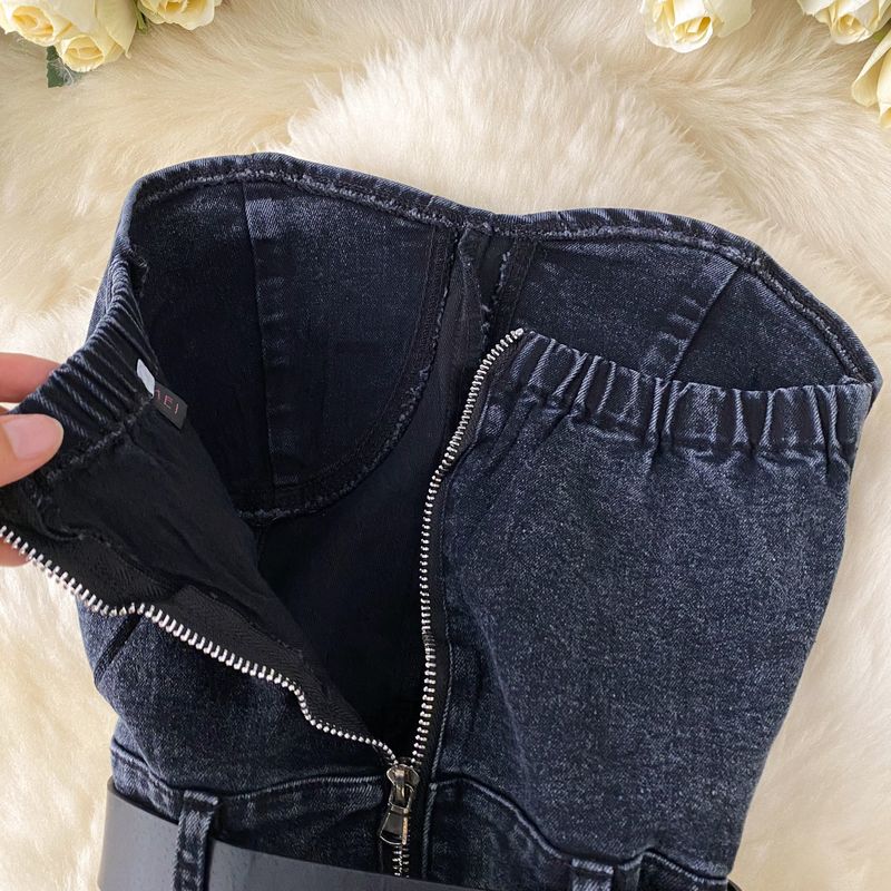 Kadın Giyim güzel küçük kıyafetler kadın kot pantolon moda sıcak elmas yüksek bel ince kolsuz tüp üst tulum_voghion.com