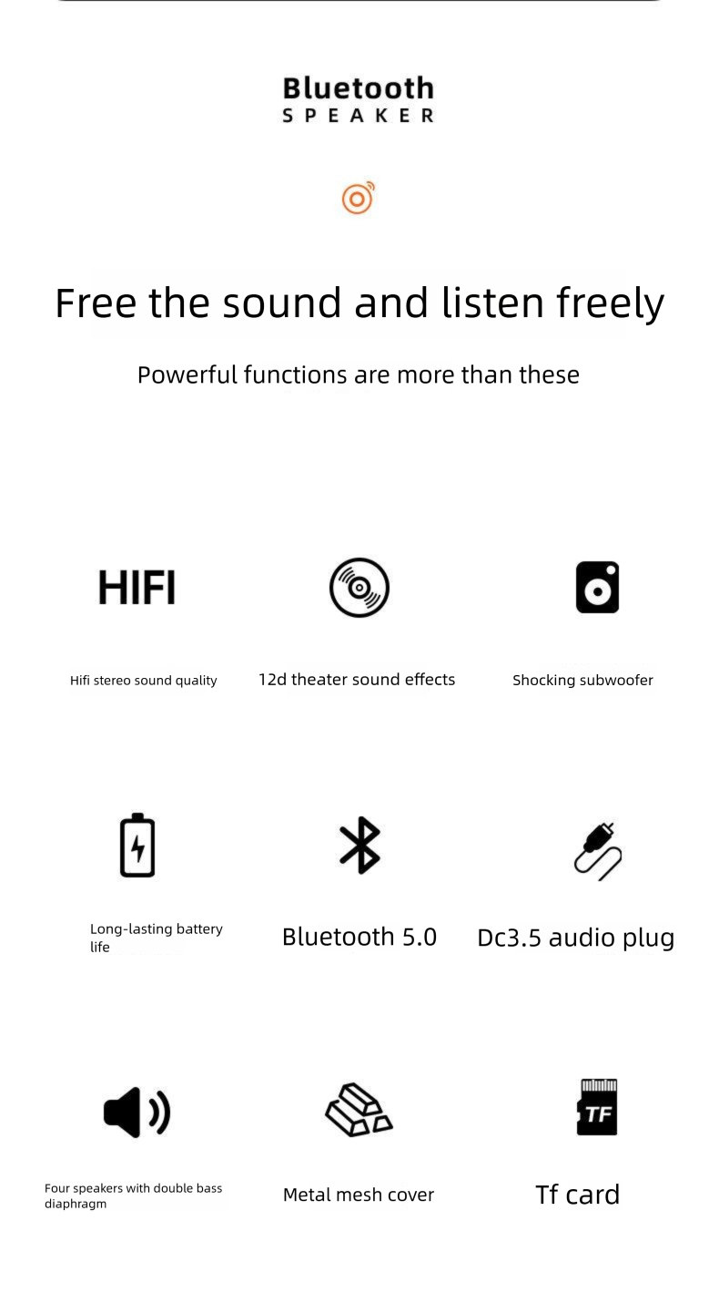 Altoparlante Bluetooth a quattro altoparlanti, volume mini, striscia lunga, alta qualità del suono, plug-in, audio per auto, computer, TV, subwoofer_voghion.com