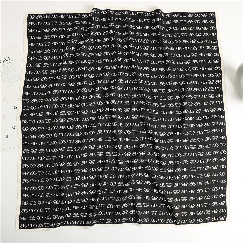 Primavera y verano nueva diadema 90cm bufanda cuadrada grande bufanda de sarga de seda geométrica simplicidad bufanda para mujer versátil_voghion.com