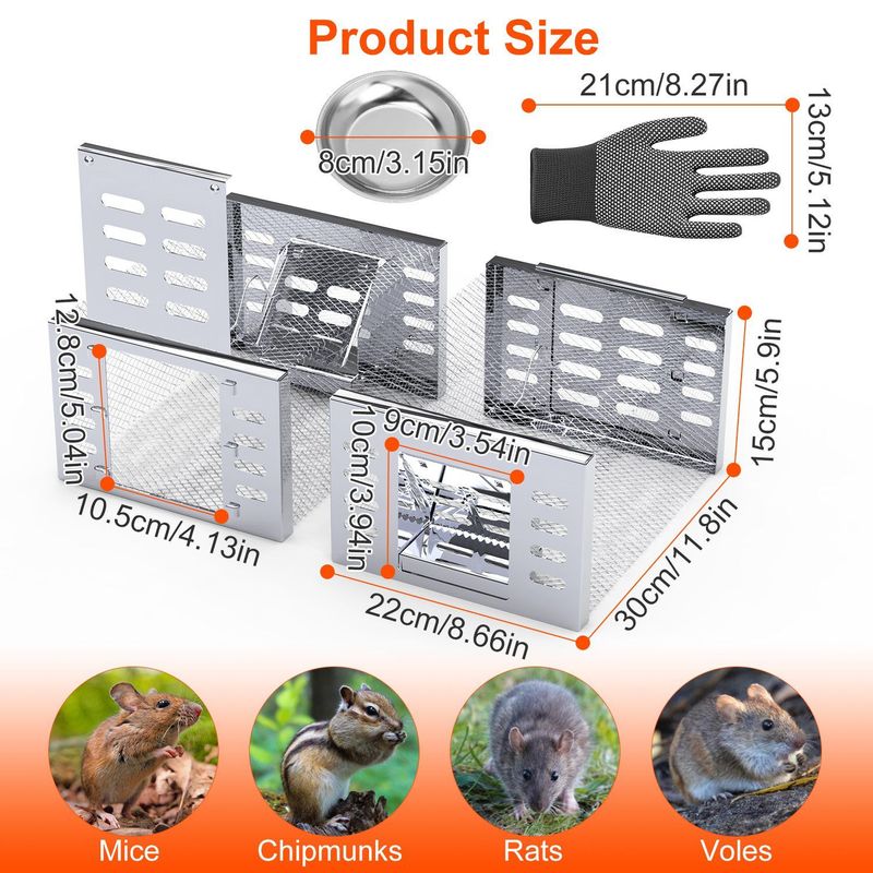 2Pcs Humane Rat Trap Catch And Release Live Mouse Cage Traps With Automatic Continuous Cycle Trapping For Chipmunk Rodent Mouse Small Animals_voghion.com