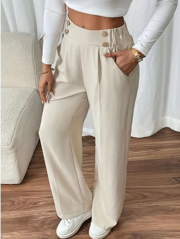 Dameskleding Drape Mopping Casual Broek Hoge Taille Broek Losse Temperament Recht Niche Ontwerp Effen Kleur Broek_voghion.com