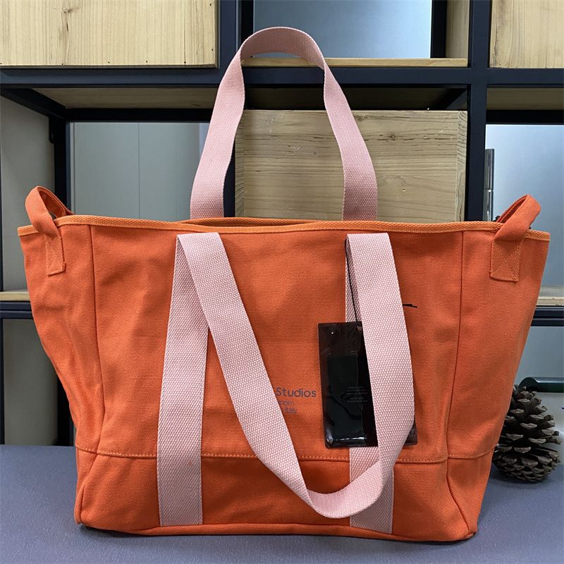 Hot Selling Trendy Fashion Japanese Korean AC Large Capacity Casual Canvas Shopping Unisex Tote Bag_voghion.com