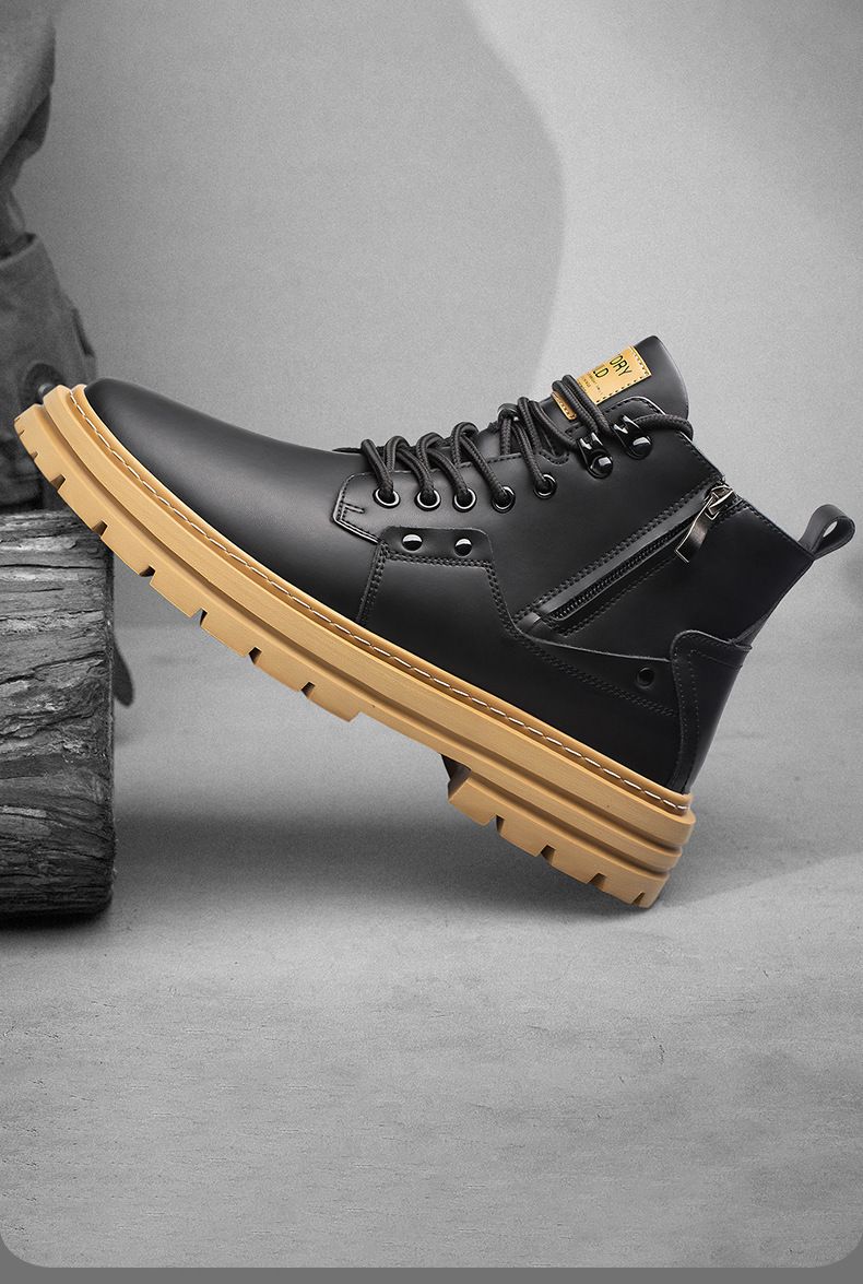 Stivali Martin alti con lavorazione a vento, interno invisibile, suola spessa, stivali da uomo_voghion.com