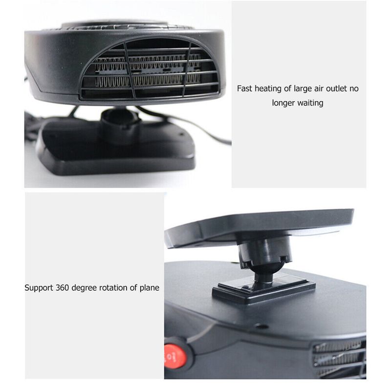 Riscaldatore per auto da 500 W, sbrinatore per parabrezza invernale da 12 V, installazione sul cruscotto, ventola di raffreddamento e riscaldamento, cavo di alimentazione per accendisigari da 1,6 m_voghion.com