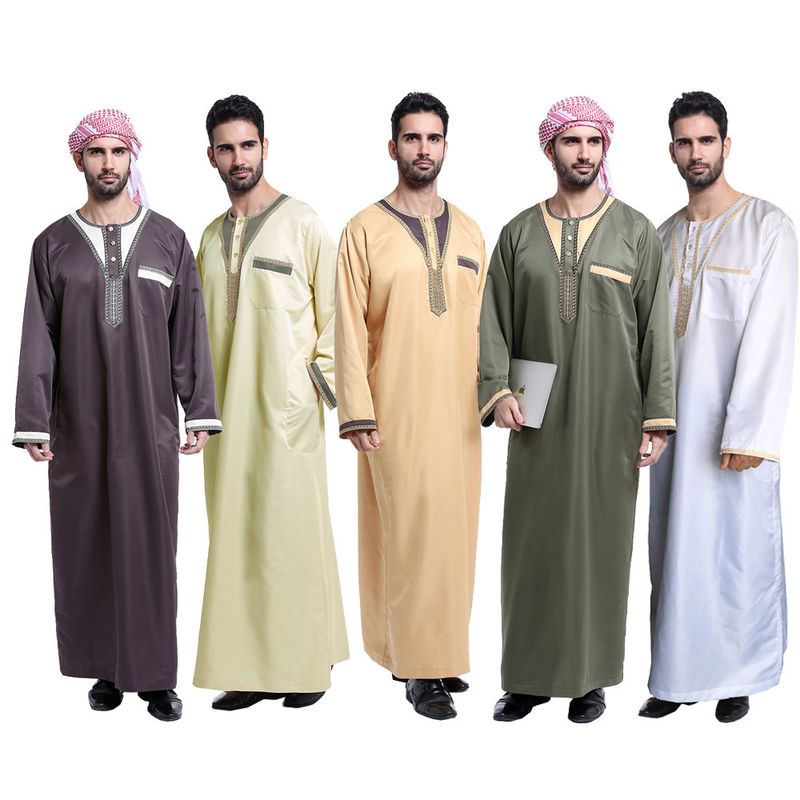 Ropa de hombre Túnicas de hombre caftán musulmán de moda bordada_voghion.com