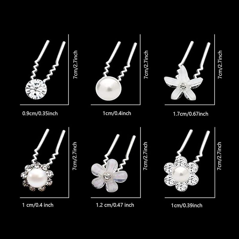 Forcina per capelli con perline, accessorio per acconciatura da sposa con strass, forcina a forma di U con fiore, per donna_voghion.com