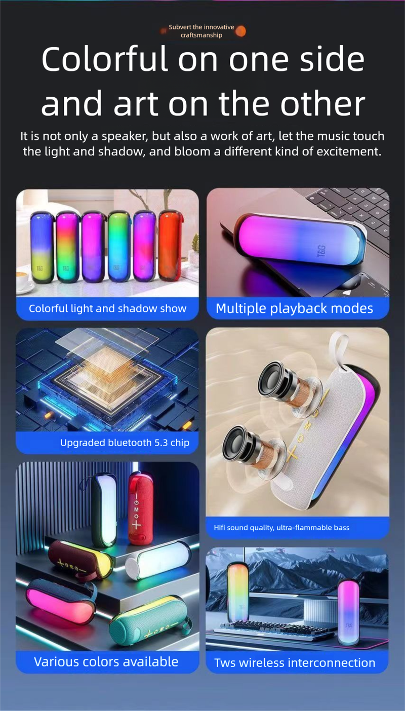 Internet Celebrity Style Music Pulse Wireless Home Light Bluetooth Speaker Outdoor Portable Subwoofer Card Slot_voghion.com