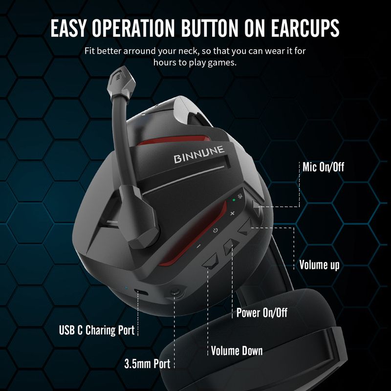 BW01 Wireless Gaming Headset With Microphone - 2.4G/Bluetooth Dual Mode Over-Ear Headphones For PC, Mobile & Esports (Multi-Color Options)_voghion.com