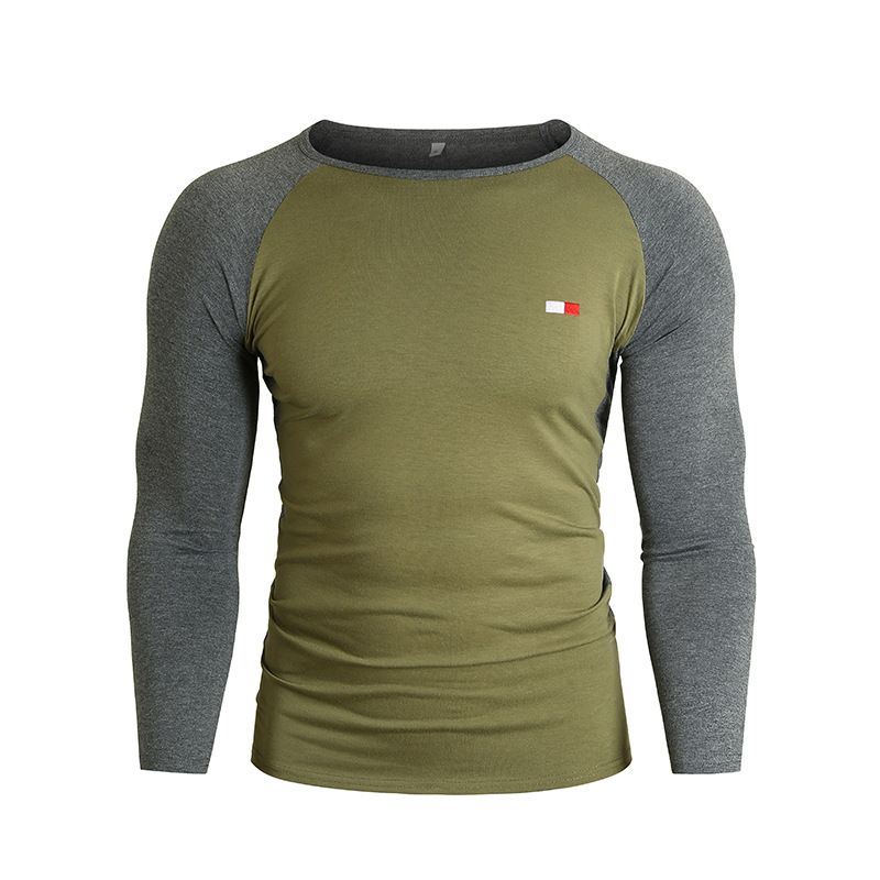 2024 Herfst/Winter Nieuw Heren Color Blocked Casual Sports T-shirt met lange mouwen_voghion.com