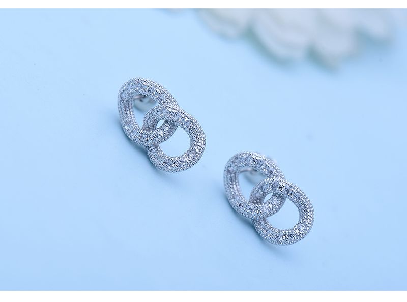 Women's Jewelry Elegant Chain Drop Earrings With Cubic Zirconia, Geometric Design, Hypoallergenic Copper, Rhodium Plated For Daily Special Occasions_voghion.com