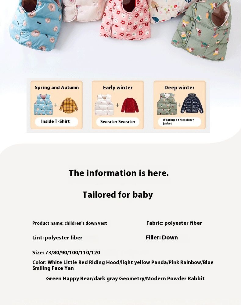 Baby Vest 90 White Duck Down Children's Light Thin Tank Top Outer Clothes for Boys Girls Autumn and Winter Camry_voghion.com
