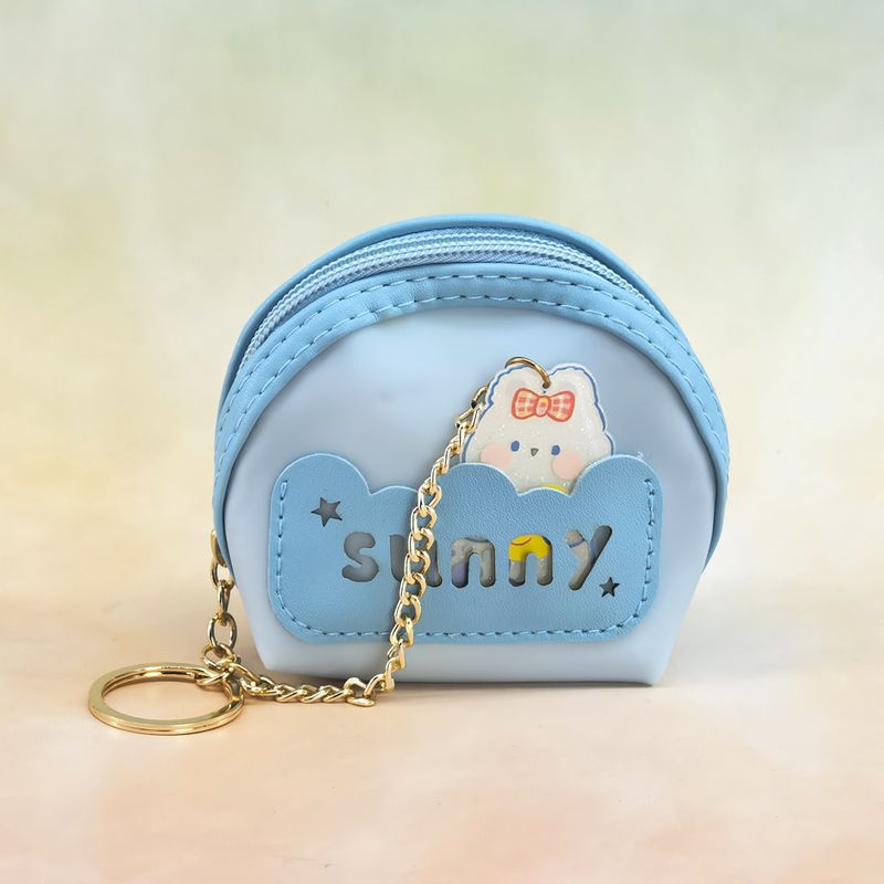 New Mini Semicircle Coin Purse Cute Portable Pendant Macaron Color PVC Keychain Chain Bag_voghion.com