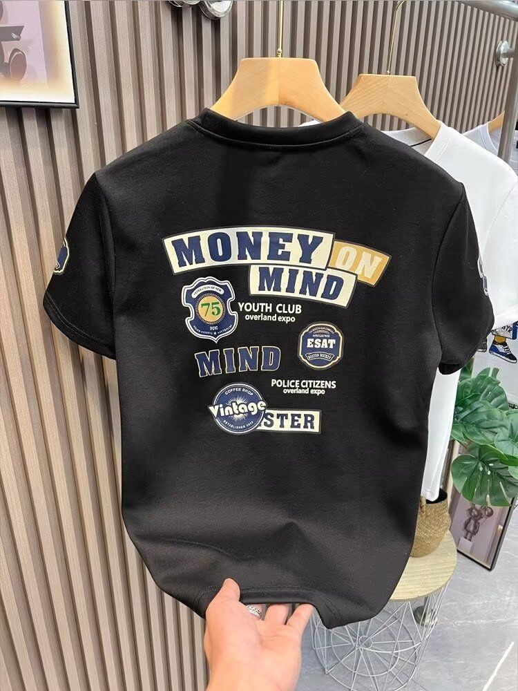 2024 nuovo marchio di moda da uomo a maniche corte estivo in puro cotone t-shirt netta celebrità tendenza giovanile modello semplice stampato top_voghion.com