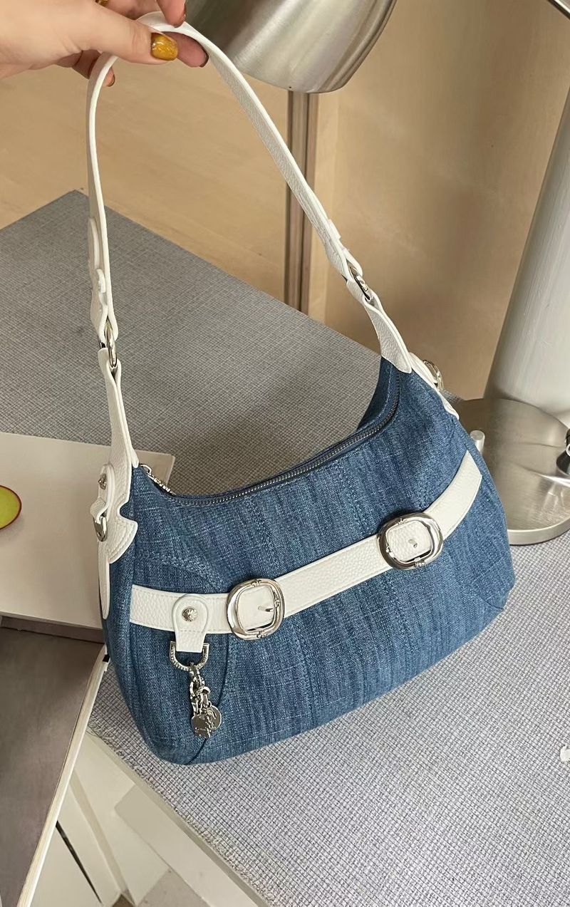 Borsa a tracolla multifunzionale in denim alla moda, stile da donna_voghion.com