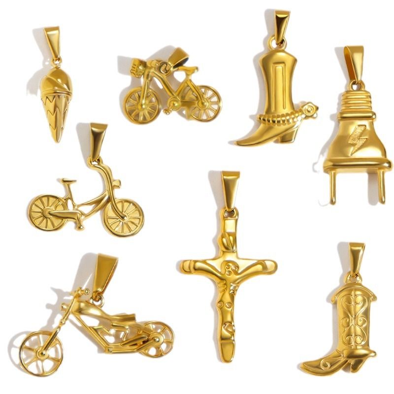 Accesorio colgante para collar dorado con forma de cruz de helado para motocicleta o bicicleta_voghion.com
