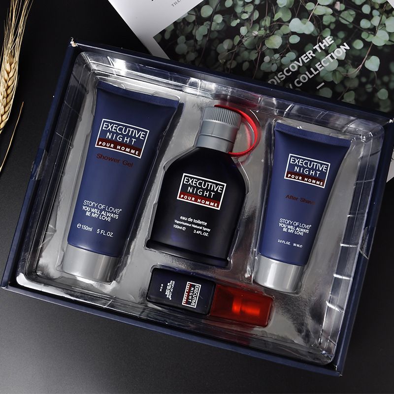 Herrenparfüm, Duschgel, Hauttoner, Aftershave, dreiteiliger Anzug für Herren, erfrischend, feuchtigkeitsspendend, frisch und duftend_voghion.com