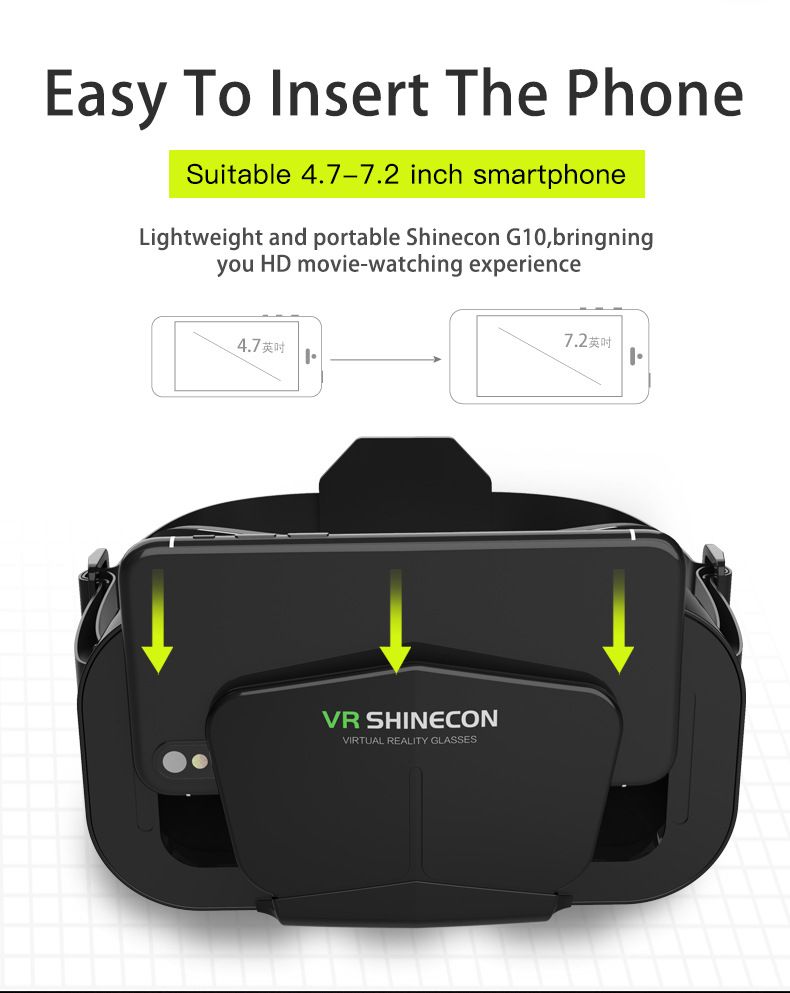 Cross border hot selling VRSHINECON Qianhuan VR glasses G10 virtual reality panoramic large screen mobile phone VR glasses_voghion.com